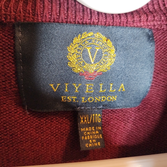 Viyella 100% Merino Wool Maroon 1/2 Zip Sweater Mens Size XXL - Picture 15 of 16